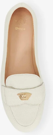 Womens White Leather Gina Logo-Plaque Leather Loafers Eur 41 / 8 Uk Women - Image 2