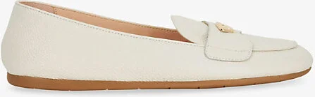 Womens White Leather Gina Logo-Plaque Leather Loafers Eur 41 / 8 Uk Women