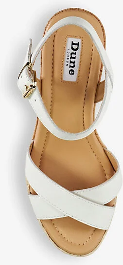 Womens White-Leather Kindest Criss-Cross Leather Wedge Sandals Eur 37 / 4 Uk Women - Image 2