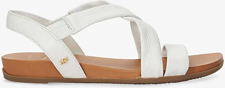Womens White Leather Landies Comfort-Strap Flat Leather Sandals Eur 36 / 3 Uk Women