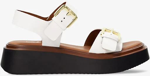 Womens White-Leather Loells Faux-Leather Flatform Sandals Eur 37 / 4 Uk Women