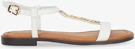 Womens White Leather Lollipops Chain-Detail Leather Sandals Eur 36 / 3 Uk Women