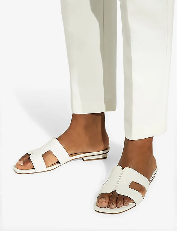 Womens White-Leather Loupe Cut Out-Strap Leather Sandals Eur 41 / 8 Uk Women - Image 2