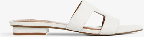 Womens White-Leather Loupe Cut Out-Strap Leather Sandals Eur 41 / 8 Uk Women