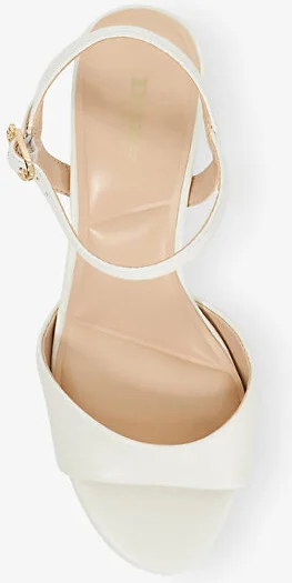 Womens White Leather Maddies Leather Heeled Sandals Eur 41 / 8 Uk Women - Image 2
