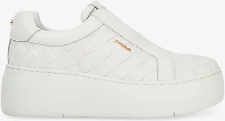 Womens White Leather Mix Esthie Flatform Faux Leather Trainers Eur 40 / 7 Uk Women