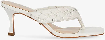 Womens White Leather More Leather Heeled Sandals Eur 40 / 7 Uk Women