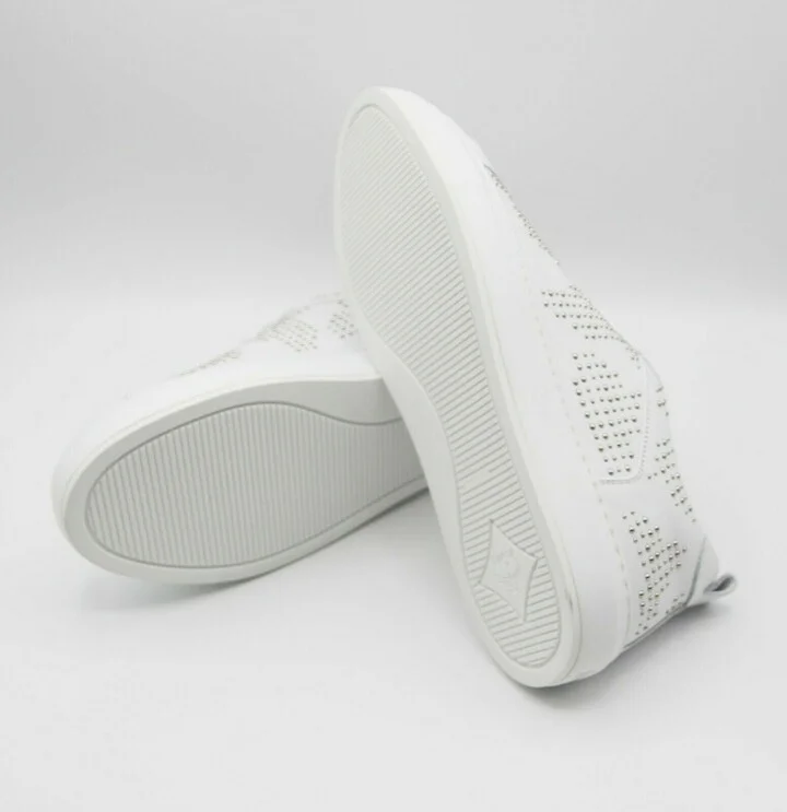 Women's White Leather Silver Studded Sneaker (37 / US 7) - Image 6