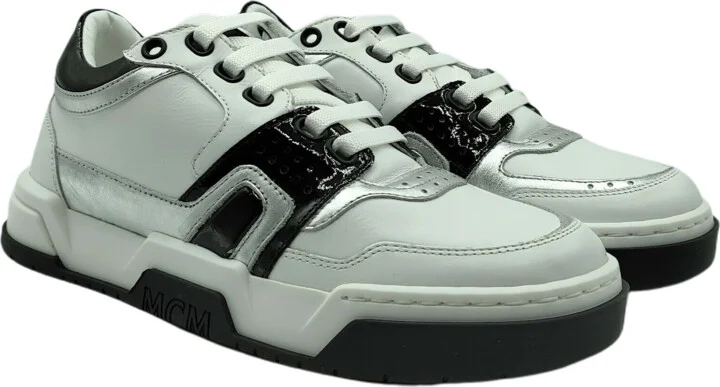 Women's White Leather Visetos Low-top Sneaker EU 36/US 6 MES - Image 2