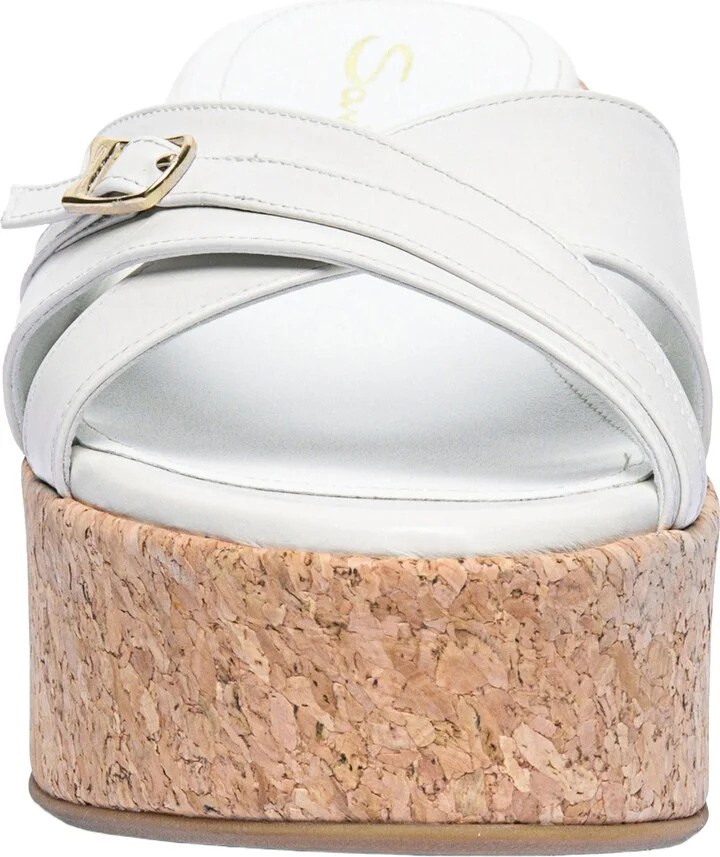 Women's white leather wedge - Image 2