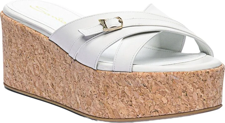 Women's white leather wedge - Image 3