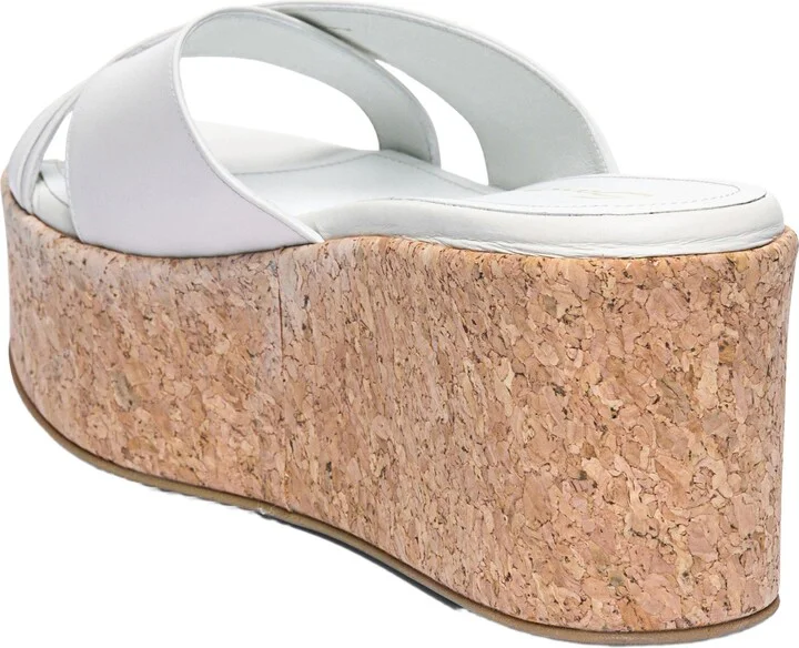 Women's white leather wedge - Image 4