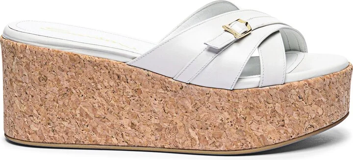 Women's white leather wedge - Image 6