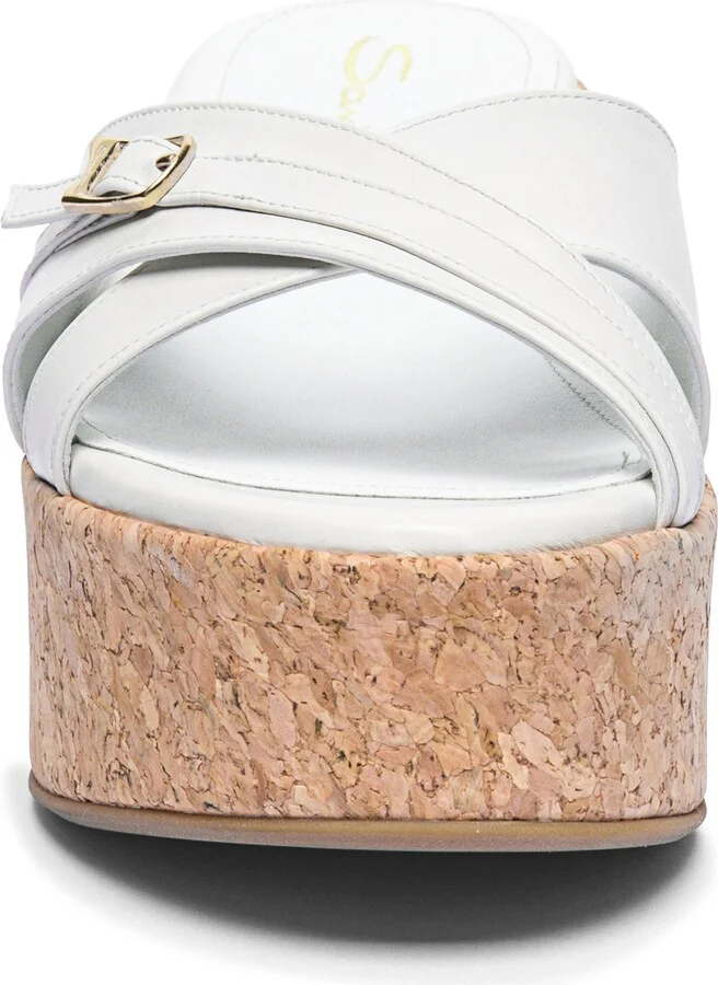 Women's white leather wedge - Image 7
