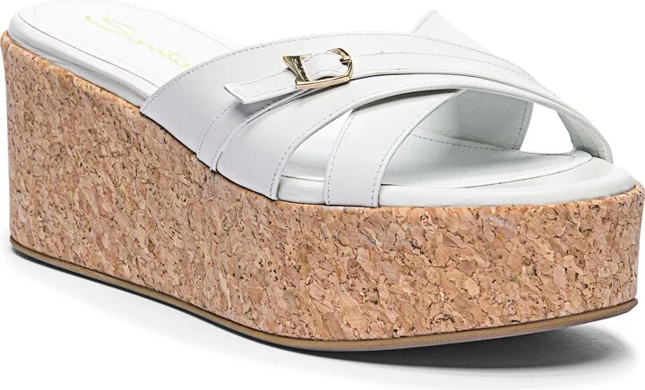 Women's white leather wedge - Image 8