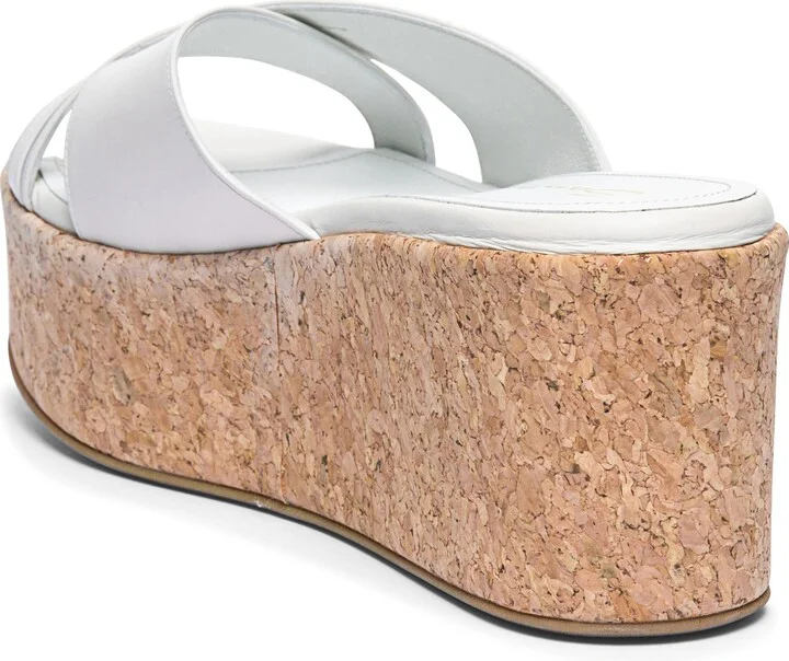 Women's white leather wedge - Image 9