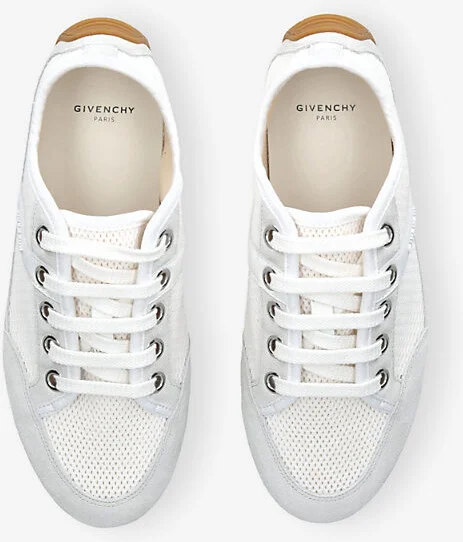 Womens White Logo Mesh and Suede Low-Top Trainers Eur 38/5 Uk Women - Image 2