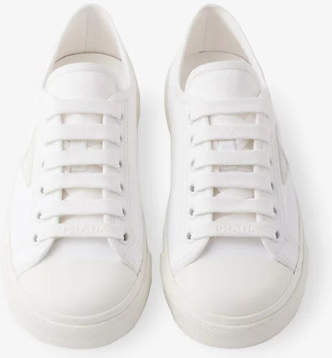 Womens White Logo-Plaque Cotton-Gabardine Low-Top Trainers Eur 38.5 / 5.5 Uk Women - Image 2