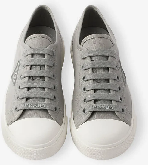 Womens White Logo-Plaque Cotton-Gabardine Low-Top Trainers Eur 38.5 / 5.5 Uk Women - Image 3