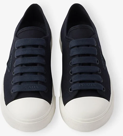 Womens White Logo-Plaque Cotton-Gabardine Low-Top Trainers Eur 38.5 / 5.5 Uk Women - Image 4