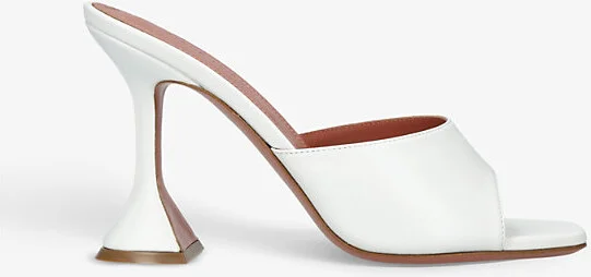 Womens White Lupita Brand-Logo Leather Heeled Courts Eur 39.5 / 6.5 Uk Women