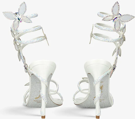 Womens White Margot Crystal-Embellished Leather Heeled Sandals Eur 40 / 7 Uk Women - Image 2