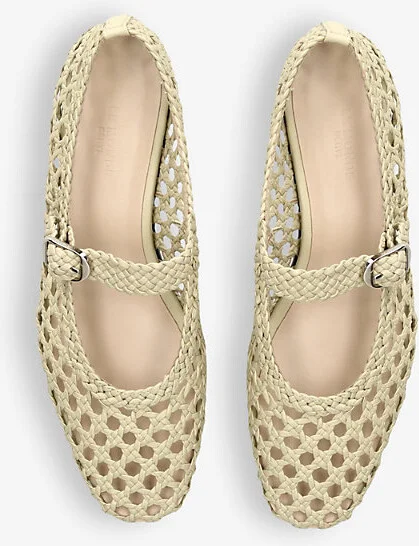 Womens White Mary Jane Woven Leather Pumps Eur 39 / 6 Uk Women - Image 2