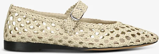 Womens White Mary Jane Woven Leather Pumps Eur 39 / 6 Uk Women