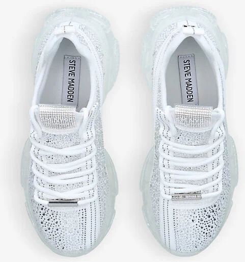 Womens White Maxima R Studded Textile Trainers Eur 41 / 8 Uk Women - Image 2