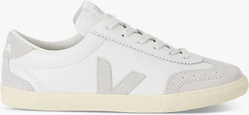 Womens White Men's Volley Logo-Embroidered Leather Low-Top Trainers Eur 38/5 Uk Women