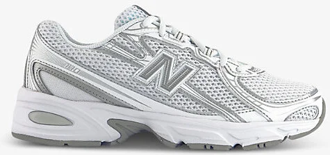 Womens White Metallic 740 V2 Logo-Embroidered Mesh Low-Top Trainers 11