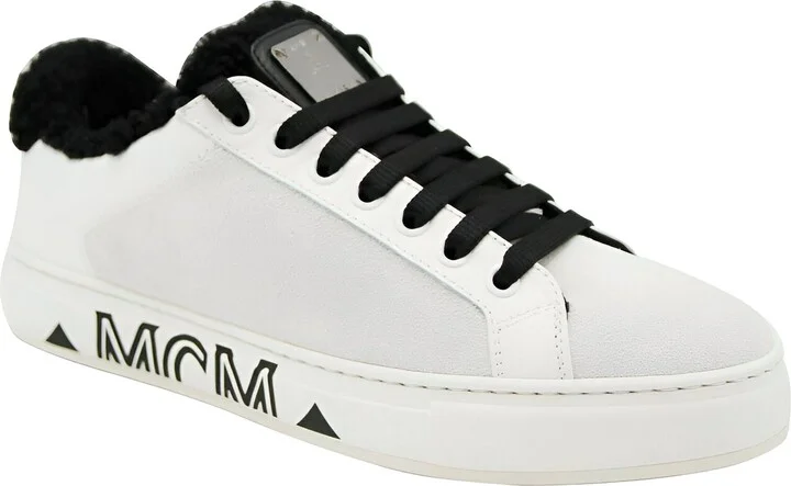 Women's White Milano Suede Black Shearling Low Top Sneaker (37 EU / 7 US) - Image 2