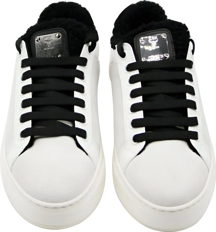 Women's White Milano Suede Black Shearling Low Top Sneaker (37 EU / 7 US) - Image 5