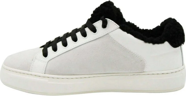 Women's White Milano Suede Black Shearling Low Top Sneaker MES9ADA02WT (37 EU / 7 US) - Image 5