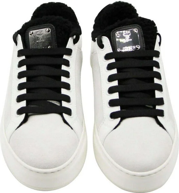 Women's White Milano Suede Black Shearling Low Top Sneaker MES9ADA02WT (38 EU / 8 US) - Image 6