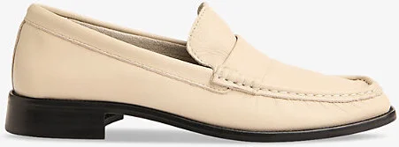 Womens White Mora Square-Toe Leather Loafers Eur 41 / 8 Uk Women