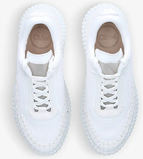 Womens White Nama Embroidered Suede and Recycled Mesh Trainers Eur 35 / 2 Uk Women - Image 2