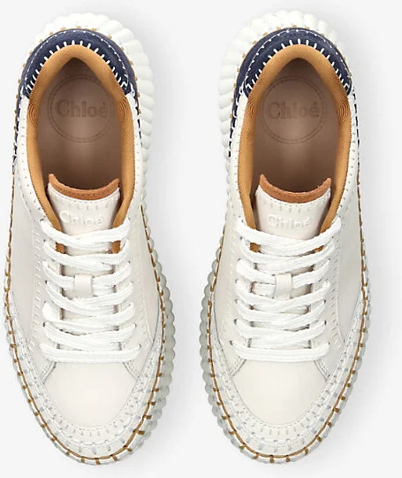 Womens White/Navy Nama Wedge Leather Trainers Eur 38/5 Uk Women - Image 2