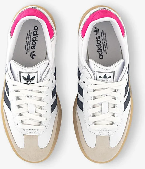 Womens White Night Indigo Pink Sambae Leather Low-Top Trainers 7 - Image 2