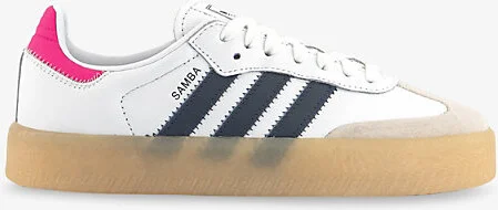 Womens White Night Indigo Pink Sambae Leather Low-Top Trainers 7
