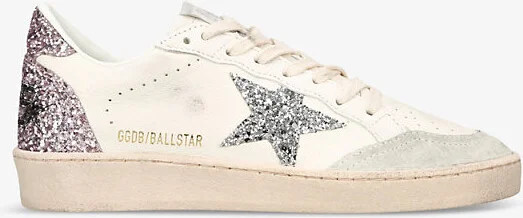 Womens White/Oth Ballstar 80184 Glitter-Embellished Leather Low-Top Trainers Eur 38/5 Uk Women