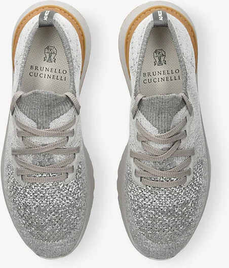 Womens White/Oth Brand-Embossed Knitted Low-Top Trainers Eur 44.5 / 10.5 Uk Men - Image 2