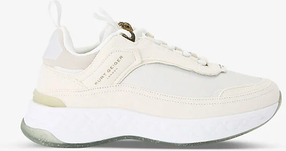 Womens White/Oth Kensington Antique-Brass Eagle-Head Suede-Leather Trainers Eur 36 / 3 Uk Women