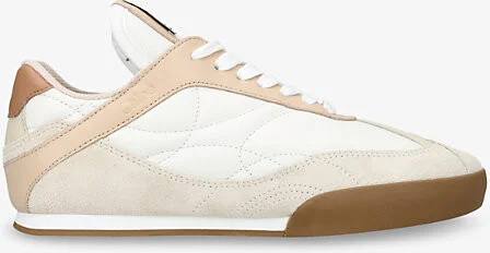 Womens White/Oth Kick Brand-Patch Leather Low-Top Trainers Eur 38/5 Uk Women