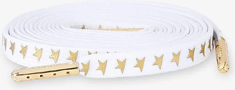Womens White/Oth Metallic Star Print Cotton-Blend Shoe Laces S