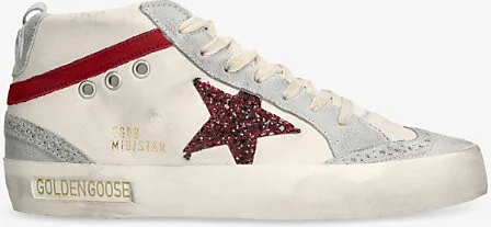Womens White/Oth Mid Star 82835 Glitter-Embellished Leather and Suede Mid-Top Trainers Eur 38/5 Uk Women