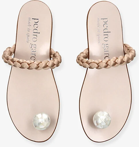 Womens White/Oth Pipa Mother-Of-Pearl Trim Satin Sandals Eur 38/5 Uk Women - Image 2