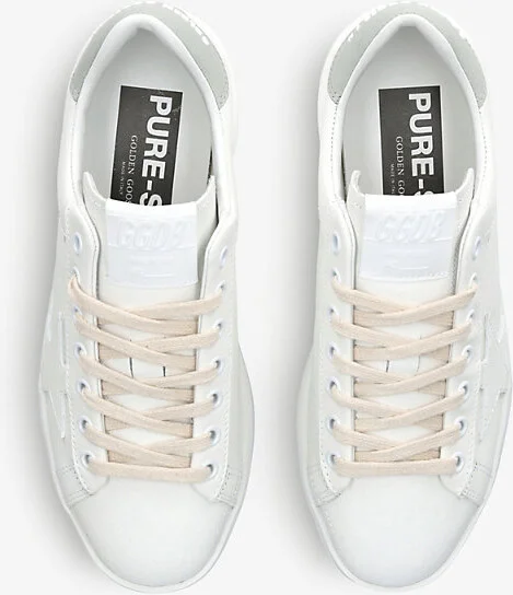 Womens White/Oth Pure Star Star-Embroidered Leather Low-Top Trainers Eur 42/ 9 Uk Women - Image 2