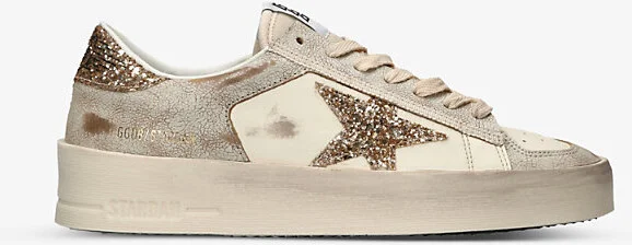 Womens White/Oth Stardan Star Glitter-Embellished Leather Trainers Eur 39 / 6 Uk Women
