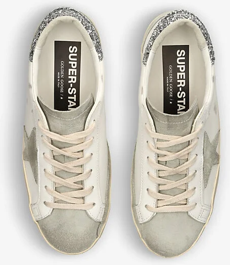 Womens White/Oth Super Star 10273 Star-Embellished Suede-Star Leather Trainers Eur 40 / 7 Uk Women - Image 2